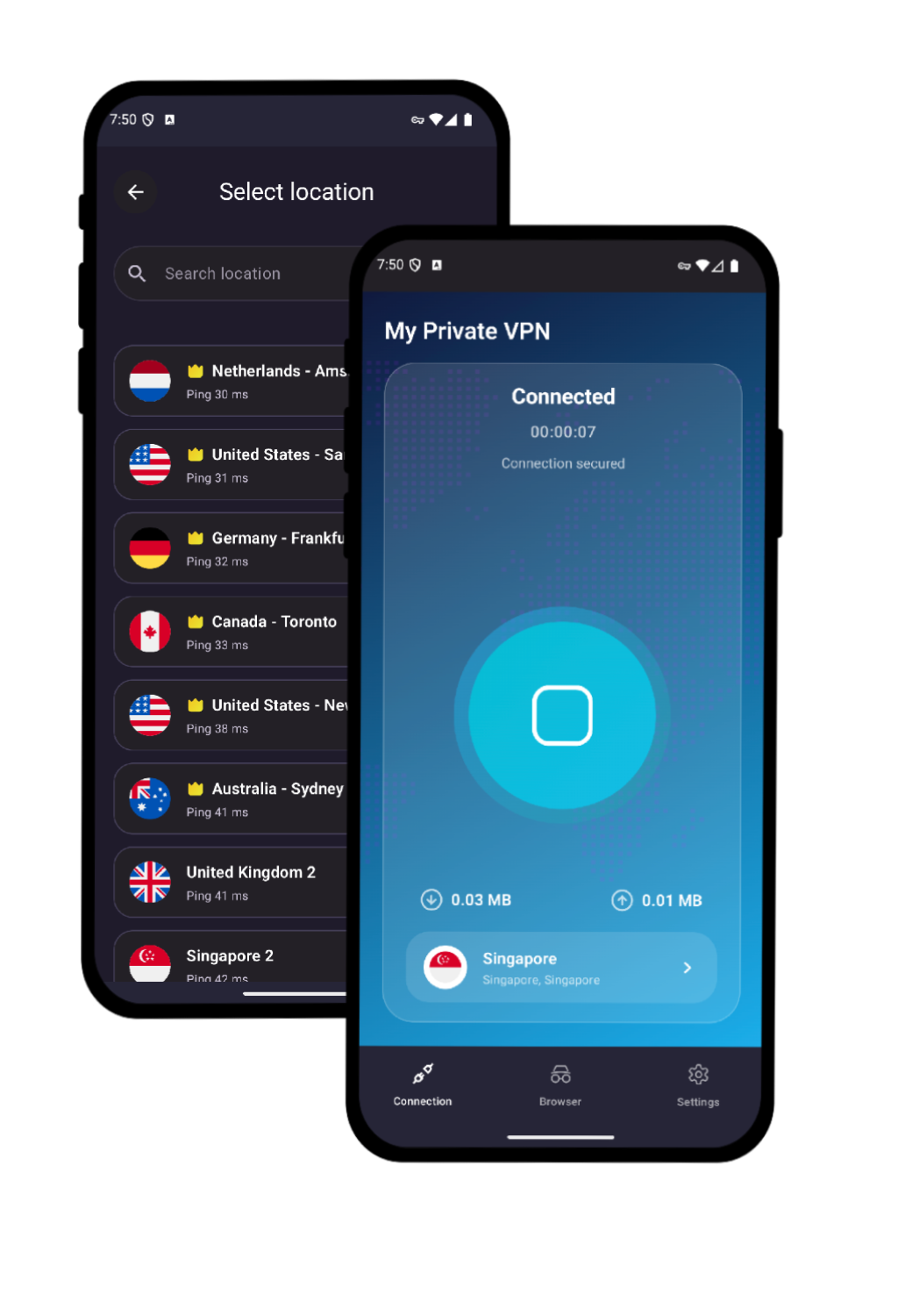 My Private VPN Android app screenshots